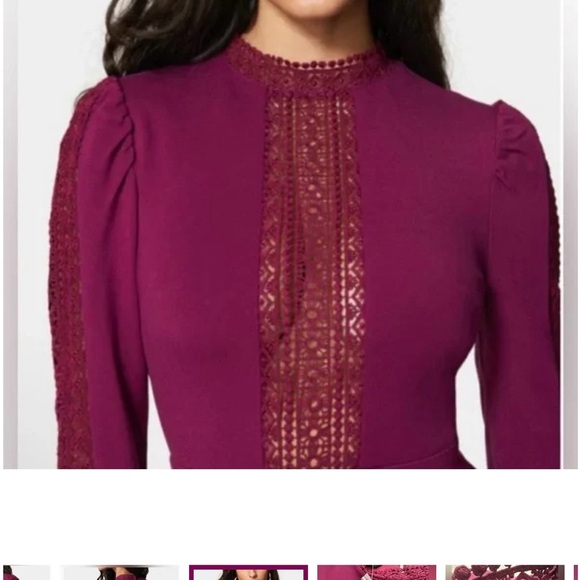 bebe Plum Lace-Inset Long Sleeve Romper - Picture 2 of 7